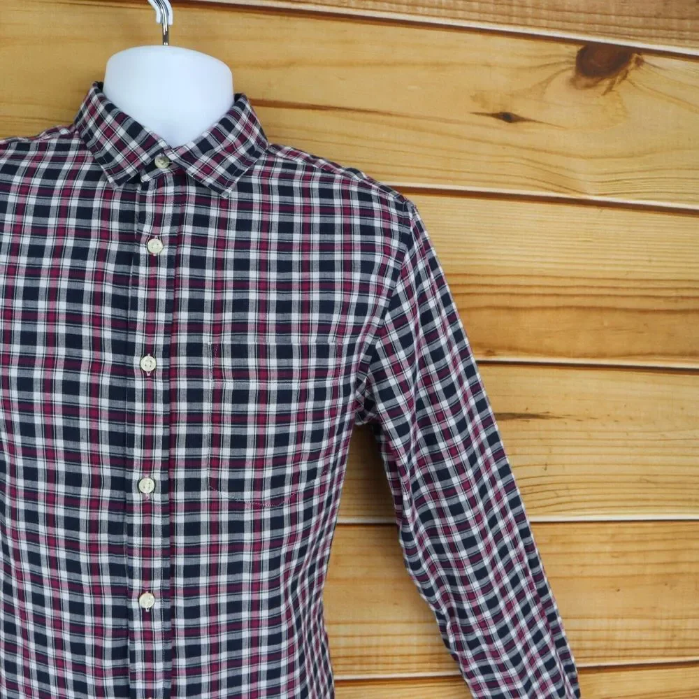 Banana Republic Button Up Shirt Mens S Multicolor Plaid 100% Cotton Standard Fit